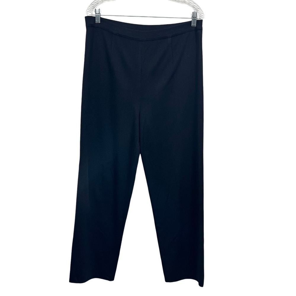 Exclusively Misook Petite Womens Pants Tapered Elastic Waist Pull On Black Sz L*
